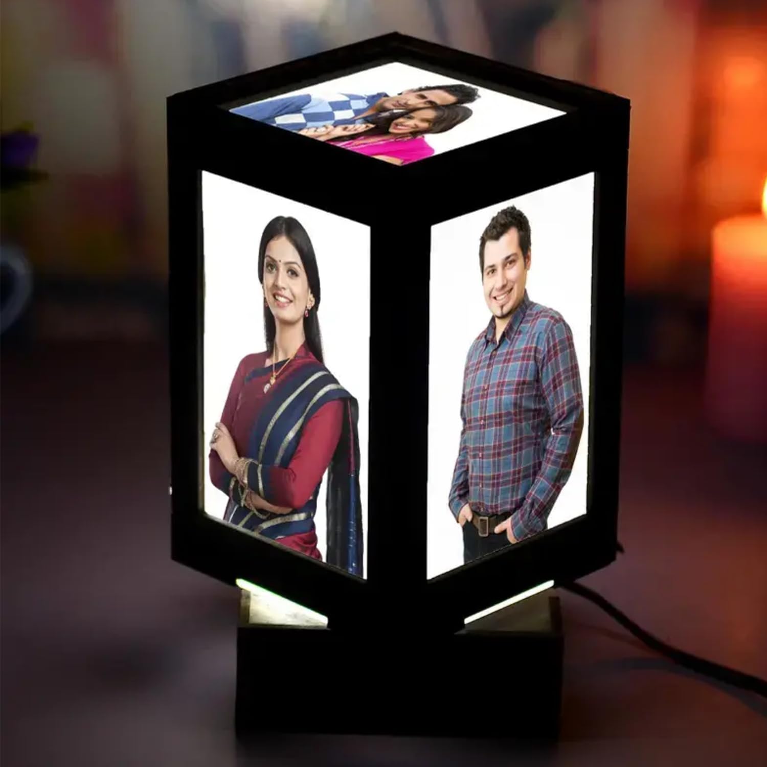 Personalized Rotating LED Table Lamp – With 5 Customizable Photos