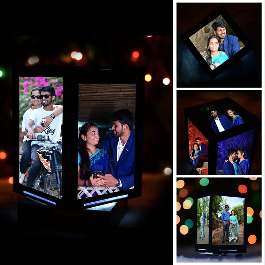 Personalized Rotating LED Table Lamp – With 5 Customizable Photos