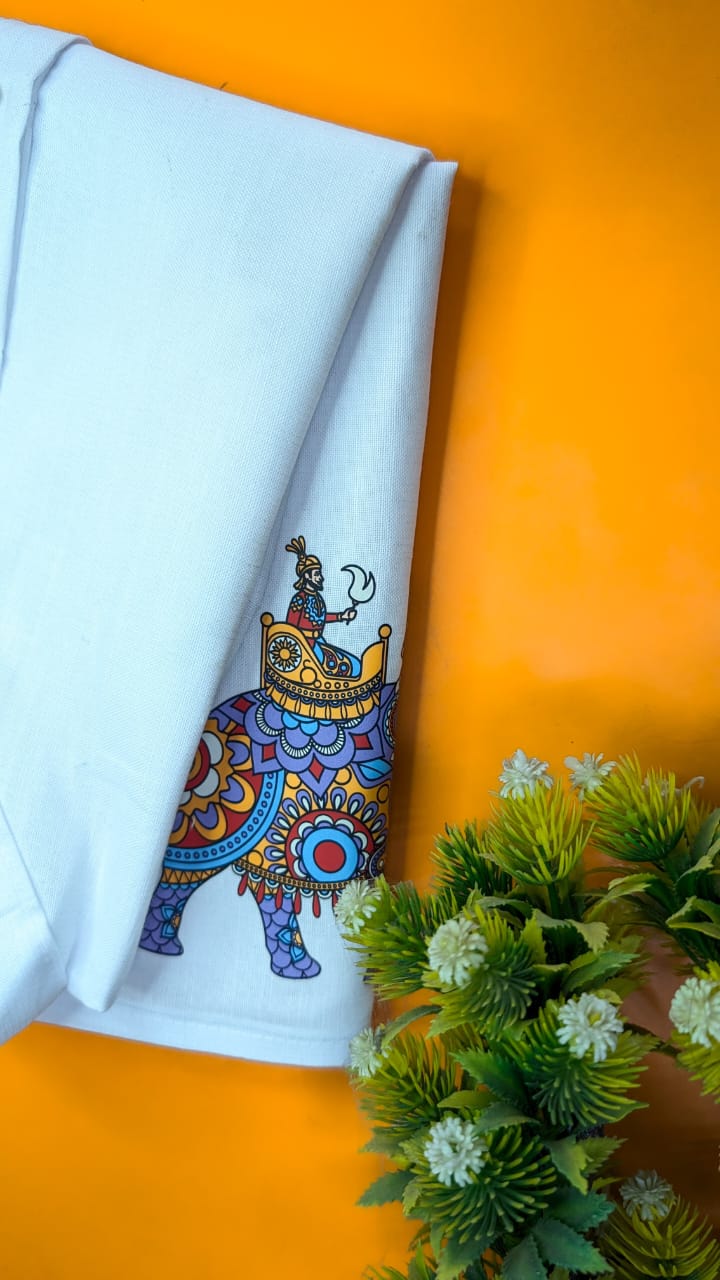 Custom White Kurta with Ganesh Print – Elegant &amp; Spiritual Wear